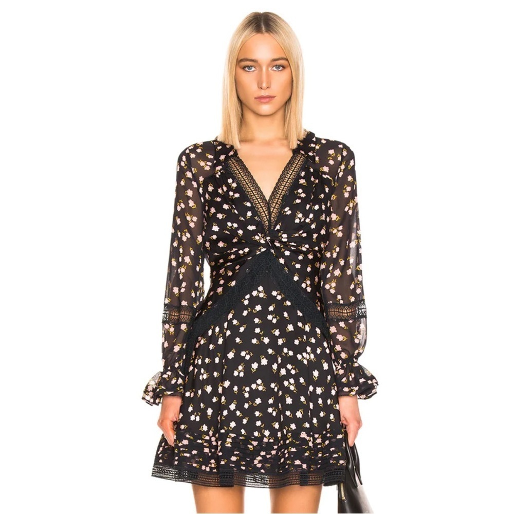 Self Portrait Ditsy twist front dress